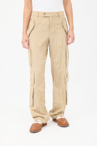 Ralph Lauren Beige Silk & Cotton Cargo Trouser