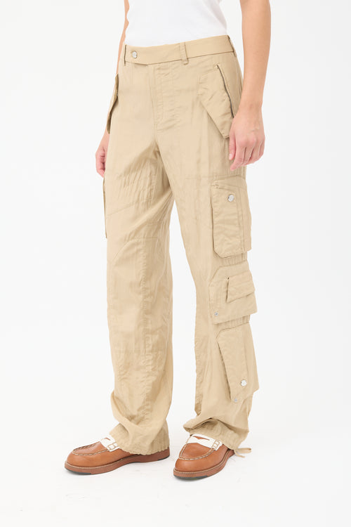 Ralph Lauren Beige Silk & Cotton Cargo Trouser