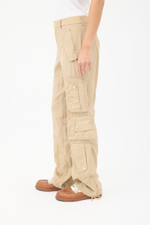 Ralph Lauren Beige Silk & Cotton Cargo Trouser