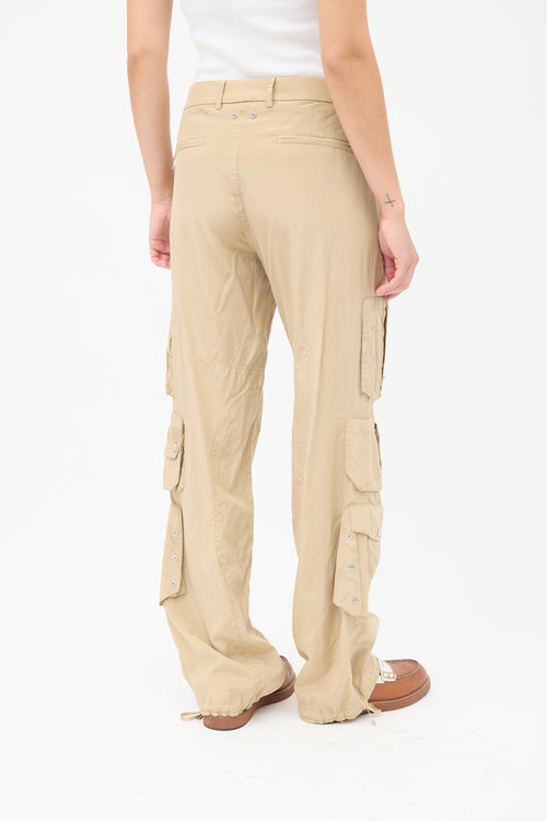 Ralph Lauren Beige Silk & Cotton Cargo Trouser