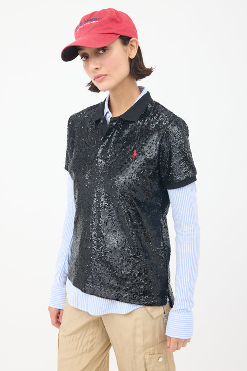 Ralph Lauren Polo Black Sequin Logo Polo