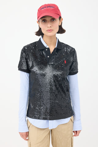 Ralph Lauren Polo Black Sequin Logo Polo