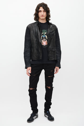 Ralph Lauren Black Leather & Suede Zip Jacket