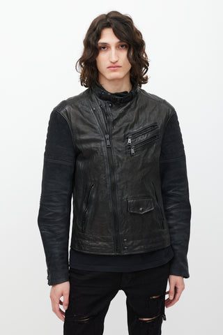 Ralph Lauren Black Leather & Suede Zip Jacket