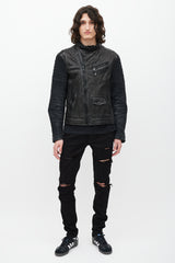 Ralph Lauren Black Leather & Suede Zip Jacket