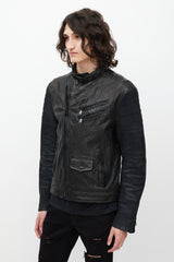 Ralph Lauren Black Leather & Suede Zip Jacket