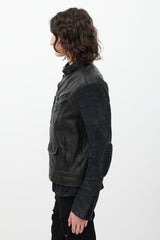 Ralph Lauren Black Leather & Suede Zip Jacket