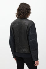 Ralph Lauren Black Leather & Suede Zip Jacket