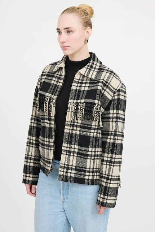 Ralph LaurenWool Plaid Fringe Jacket