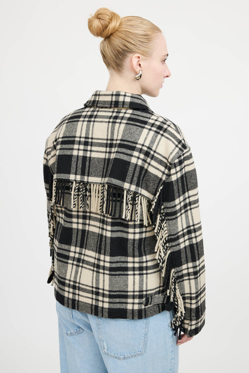 Ralph LaurenWool Plaid Fringe Jacket