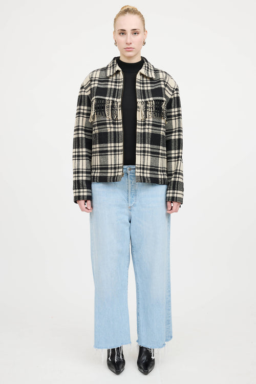 Ralph LaurenWool Plaid Fringe Jacket