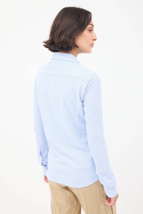 Ralph Lauren Polo Light Blue & White Striped Logo Shirt