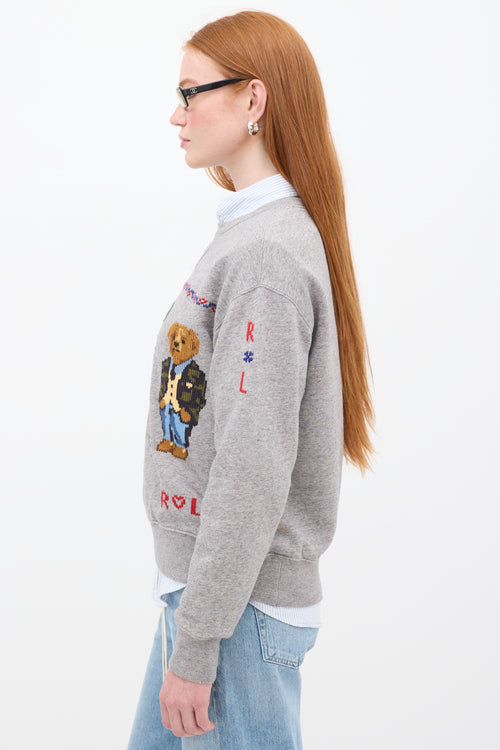 Ralph Lauren Polo Grey & Multi Embroidered Crewneck