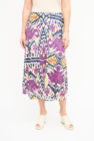 Ralph Lauren Purple & Multi Leather Fringe Skirt