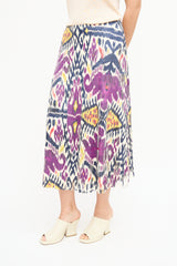 Ralph Lauren Purple & Multi Leather Fringe Skirt