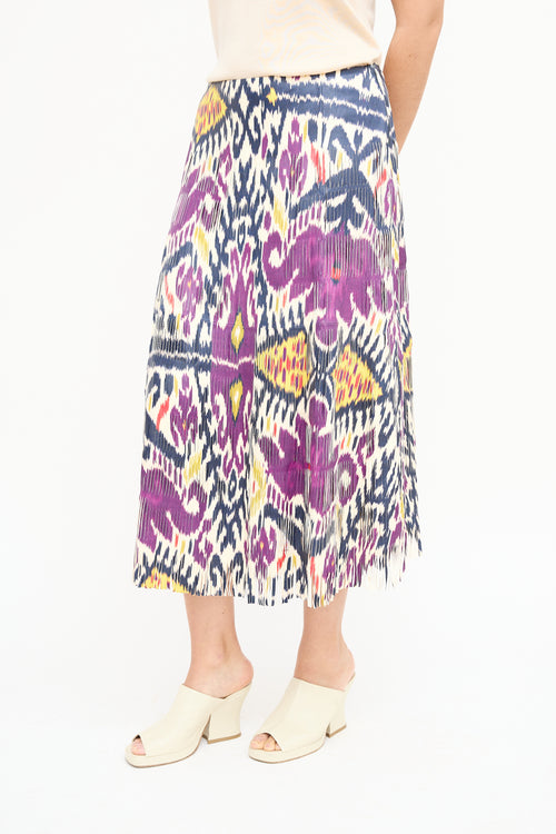 Ralph Lauren Purple & Multi Leather Fringe Skirt