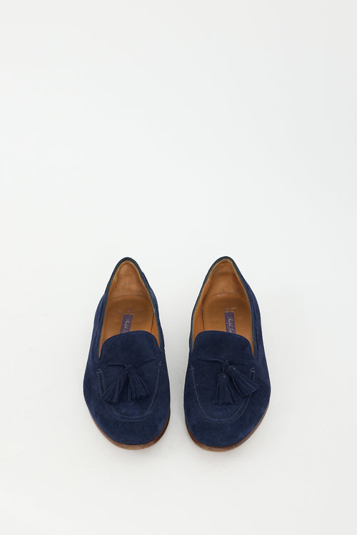 Ralph Lauren Navy Suede Tassle Loafer