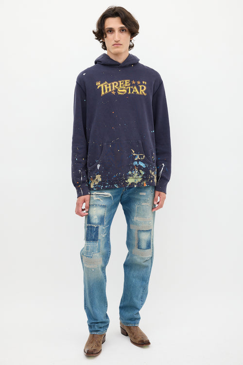 Ralph Lauren Polo Navy & Multicolour Paint Splatter Hoodie