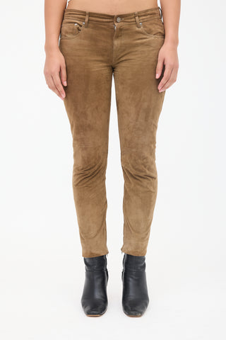Ralph Lauren Suede Slim Leg Pant