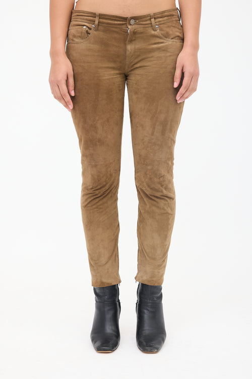 Ralph Lauren Suede Slim Leg Pant