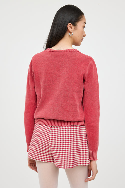 Ralph Lauren Red & White Knit Logo Sweater