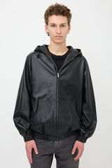 Random Identities Leather Hooded Jacket