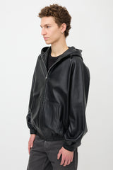 Random Identities Leather Hooded Jacket