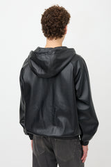 Random Identities Leather Hooded Jacket