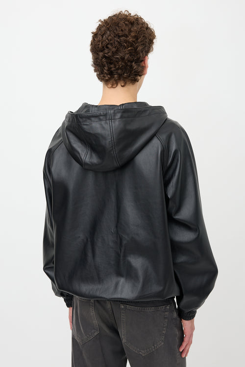 Random Identities Leather Hooded Jacket