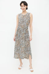 Raquel Allegra Brown Silk Print Dress