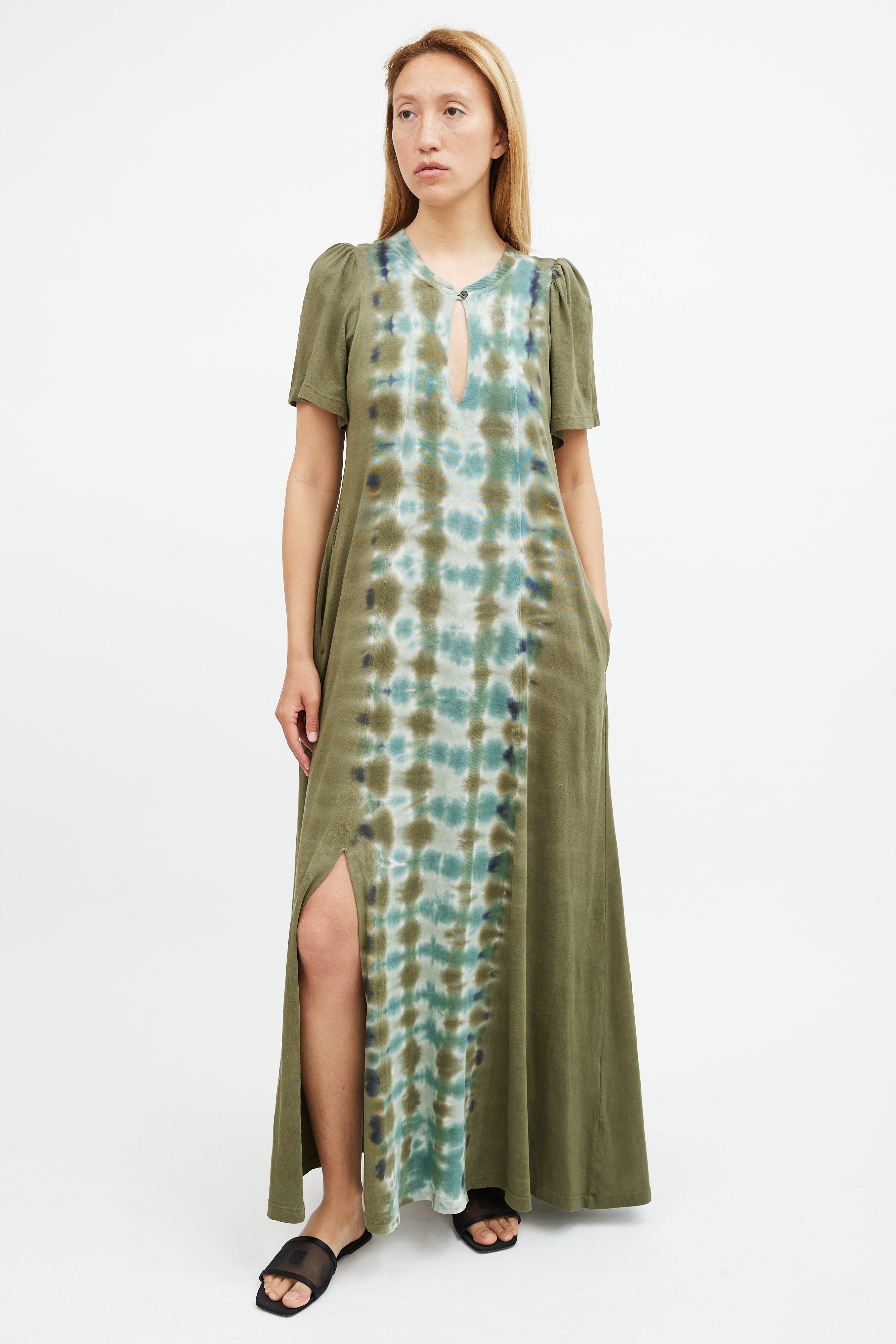 Raquel Allegra // Green Tie Dye T-Shirt Maxi Dress VSP Consignment Raquel Allegra // Green Tie Dye T-Shirt Maxi Dress VSP Consignment