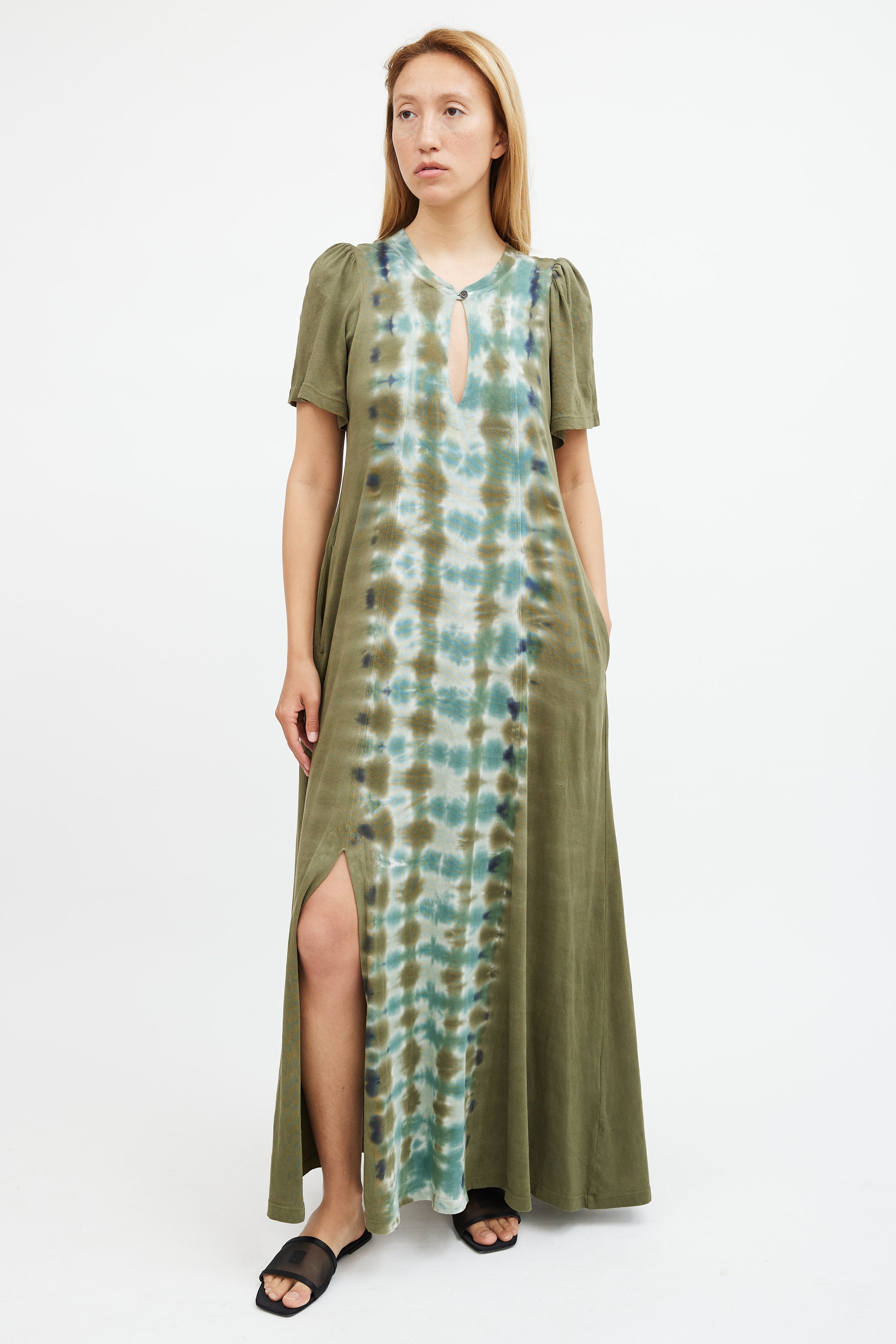 Raquel Allegra // Green Tie Dye T-Shirt Maxi Dress VSP Consignment Raquel Allegra // Green Tie Dye T-Shirt Maxi Dress VSP Consignment