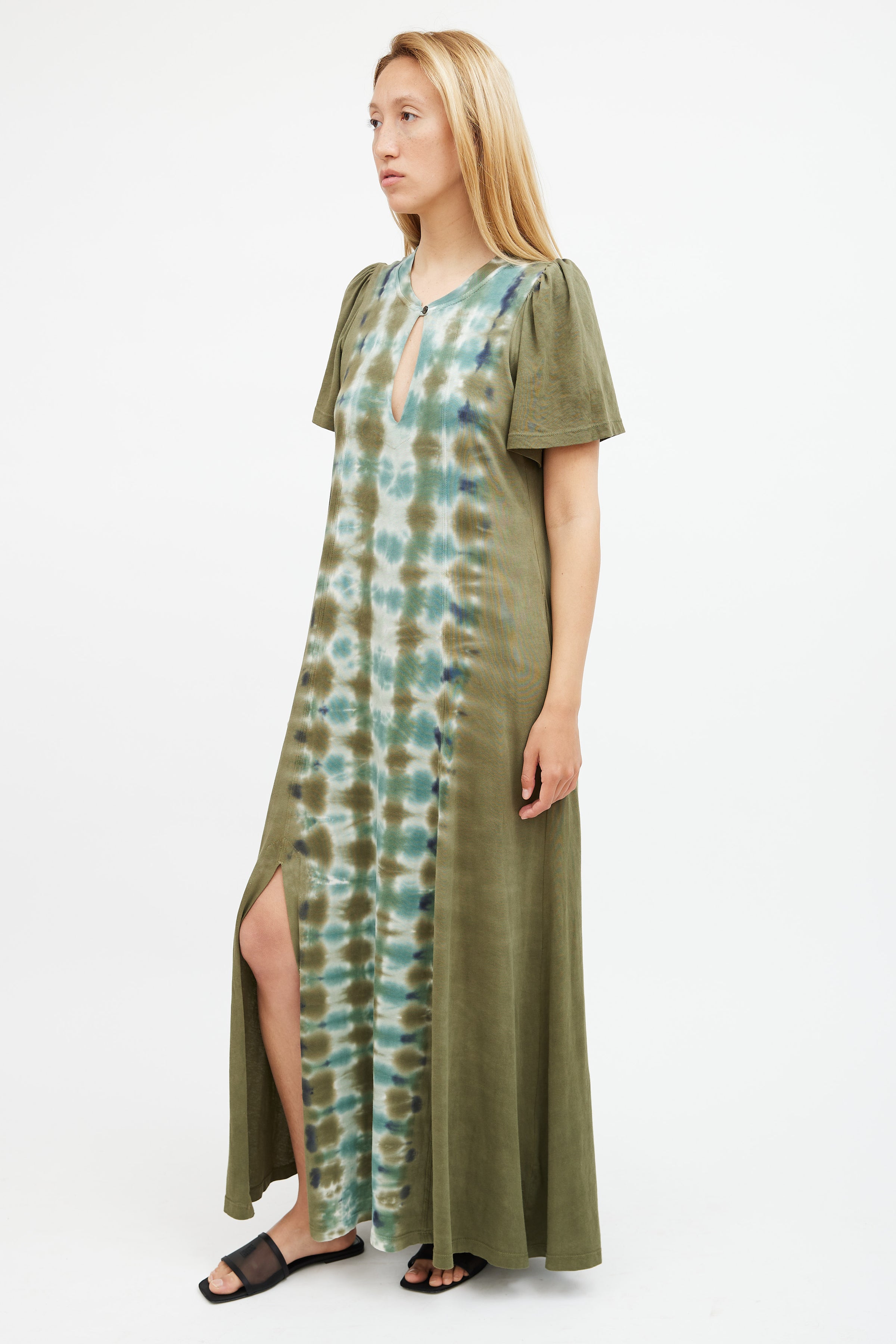 Raquel Allegra // Green Tie Dye T-Shirt Maxi Dress VSP Consignment Raquel Allegra // Green Tie Dye T-Shirt Maxi Dress VSP Consignment