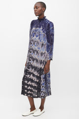 Raquel Allegra Navy & Multicolour Silk Tie Dye Dress
