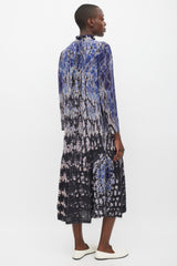 Raquel Allegra Navy & Multicolour Silk Tie Dye Dress