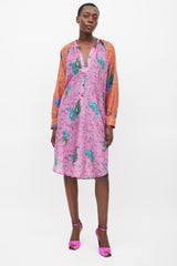 Raquel Allegra Pink & Multicolour Printed Button Up Dress