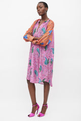 Raquel Allegra Pink & Multicolour Printed Button Up Dress