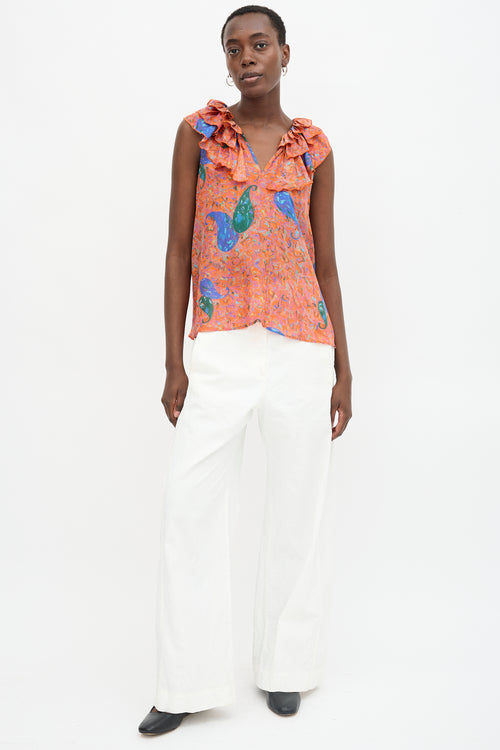 Raquel Allegra Silk Paisley Print Top