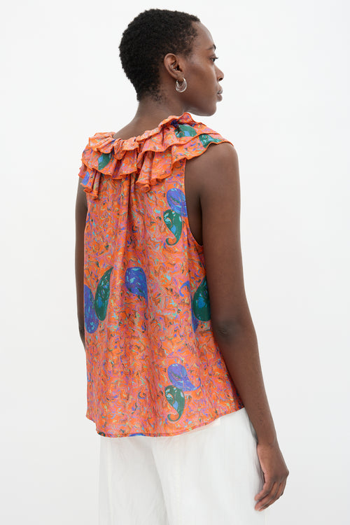 Raquel Allegra Silk Paisley Print Top