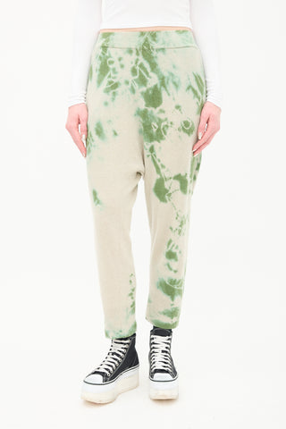 Raquel Allegra Green Cashmere Tie Dye Lounge Pant