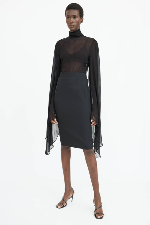 Rat & Boa Sheer Bell Sleeve Dress