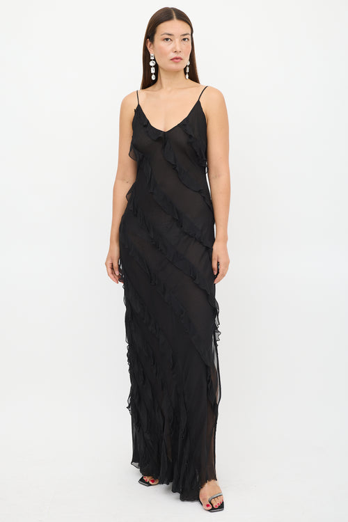 Rat & Boa Black Ruffled Selena Maxi Dress