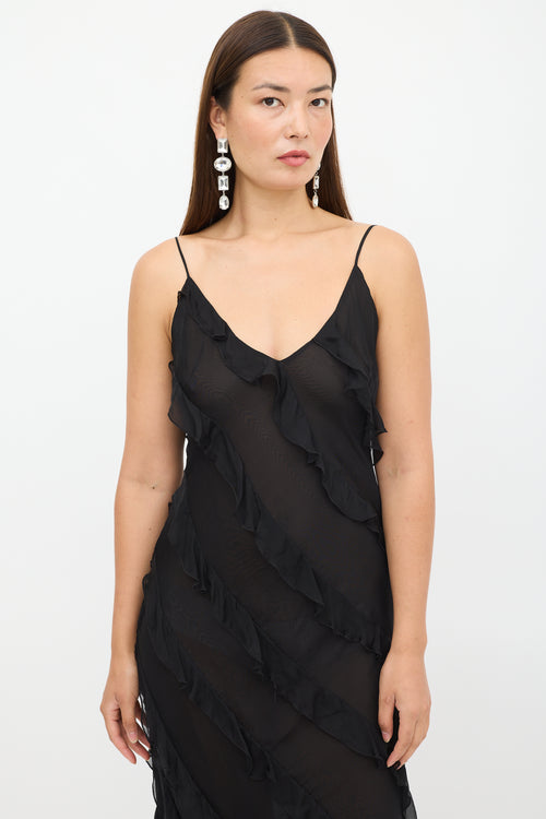 Rat & Boa Black Ruffled Selena Maxi Dress