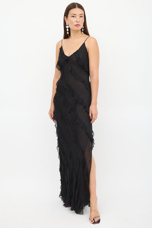 Rat & Boa Black Ruffled Selena Maxi Dress