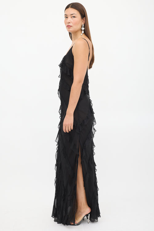 Rat & Boa Black Ruffled Selena Maxi Dress