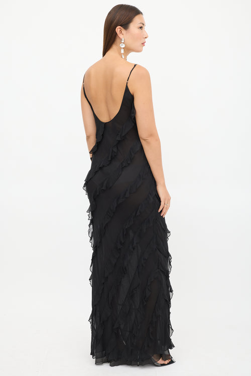 Rat & Boa Black Ruffled Selena Maxi Dress