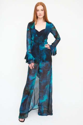 Rat & Boa Blue & Green Fiorella Dress