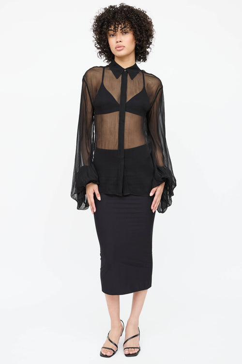 Rat & Boa Sheer Bibi Button Up Top