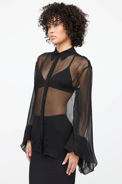 Rat & Boa Sheer Bibi Button Up Top