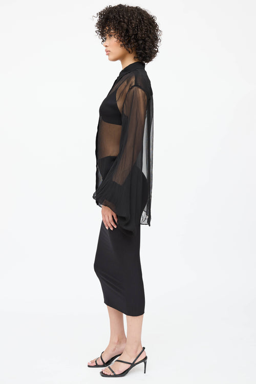 Rat & Boa Sheer Bibi Button Up Top